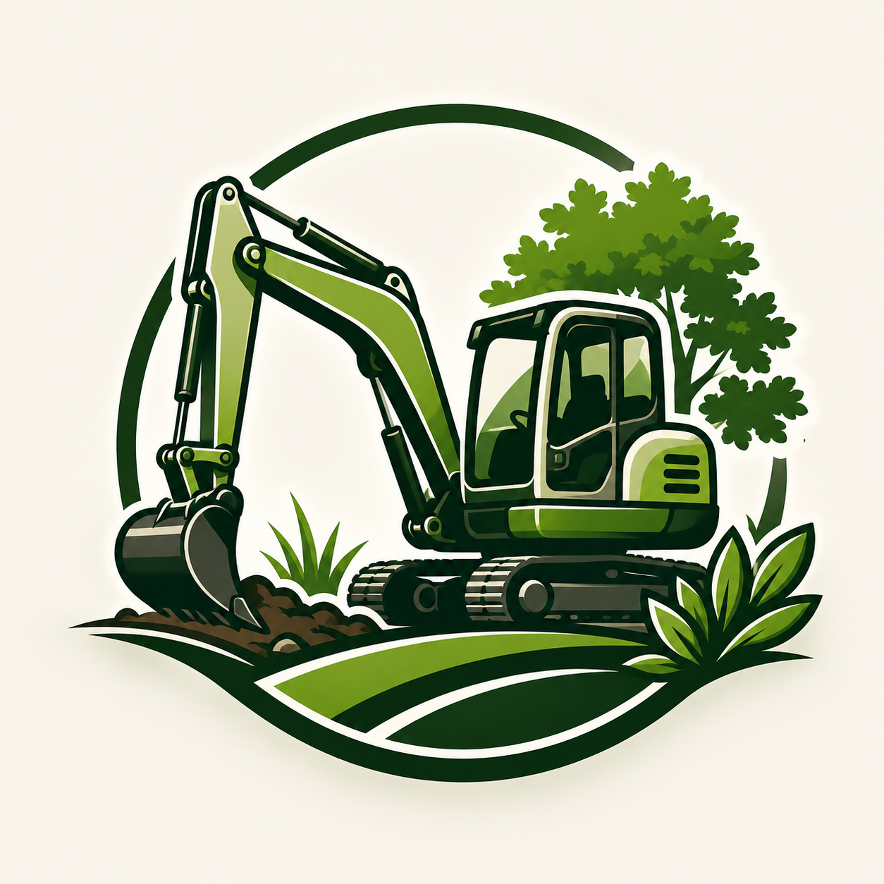 Garten- und Landschaftsbau: Bagger und Bäume